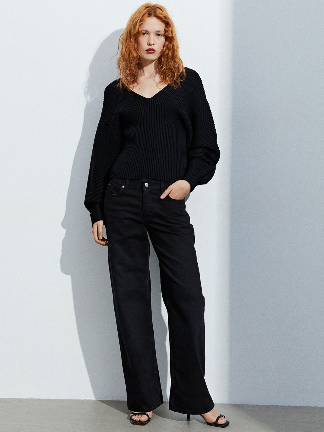 

H&M Wide Regular Jeans, Black