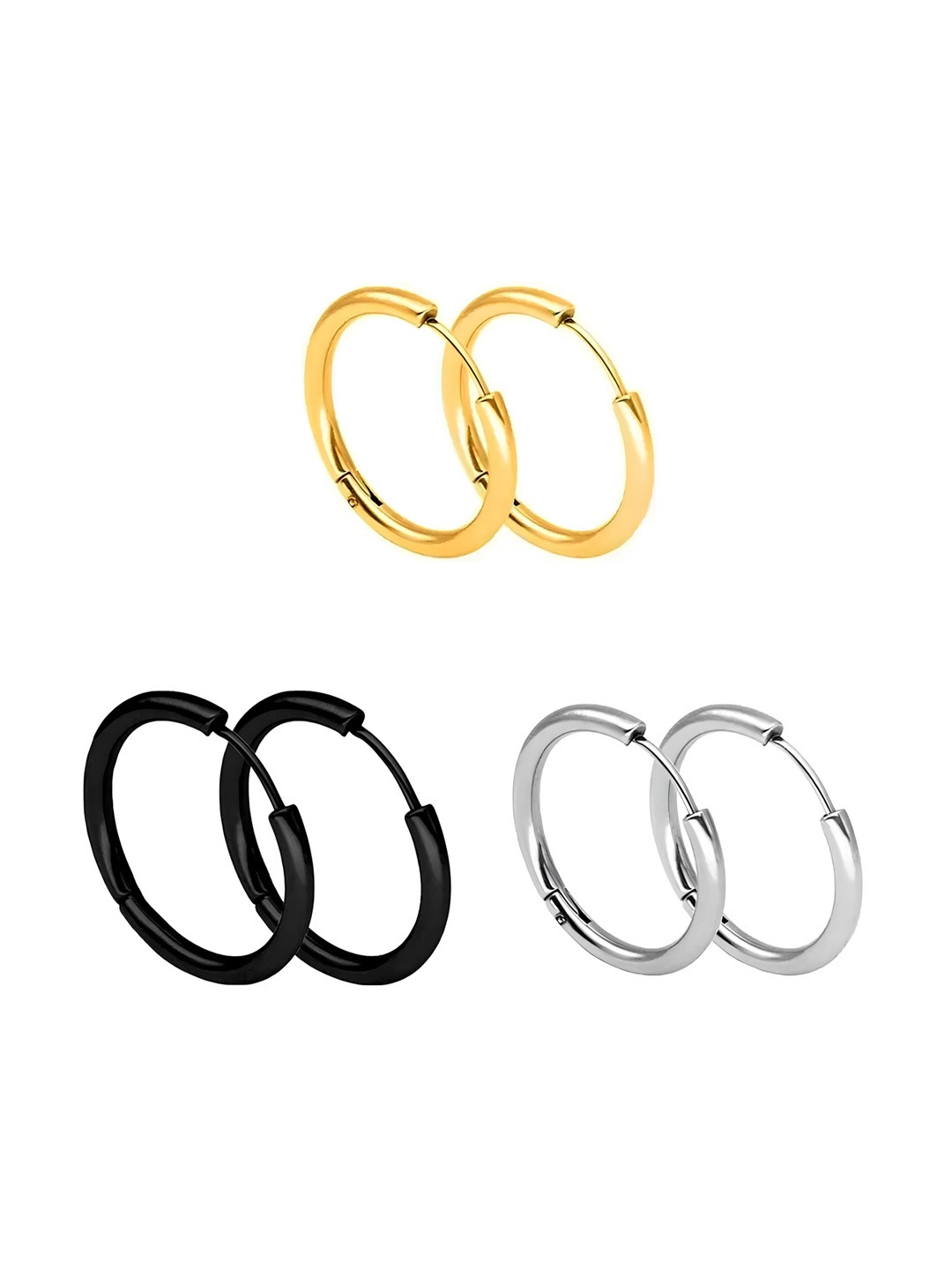 

KARISHMA KREATIONS Set Of 9 Contemporary Half Hoop Earrings, Gold