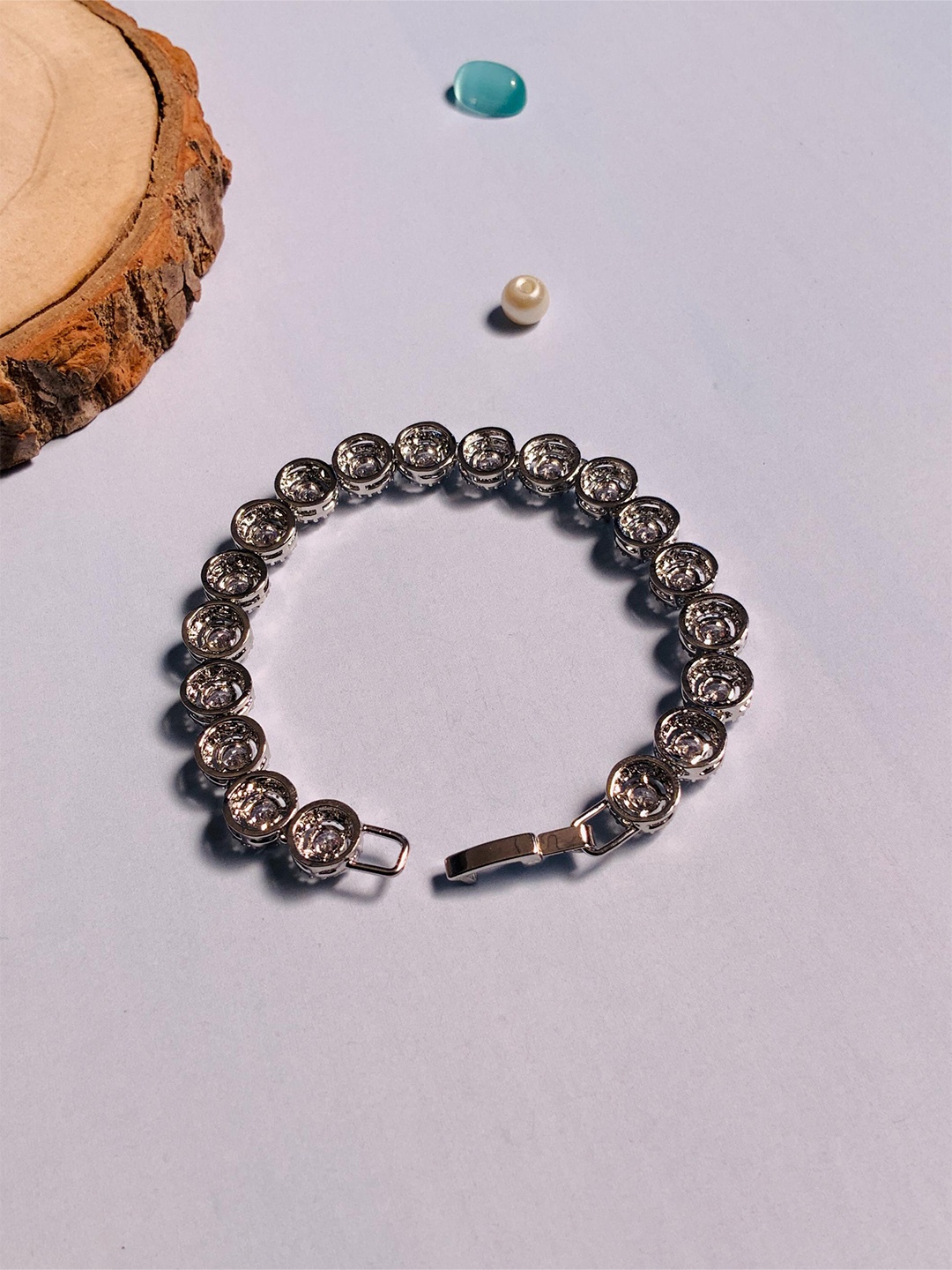

ABDESIGNS Silver-Plated American Diamond Brass Wraparound Bracelet