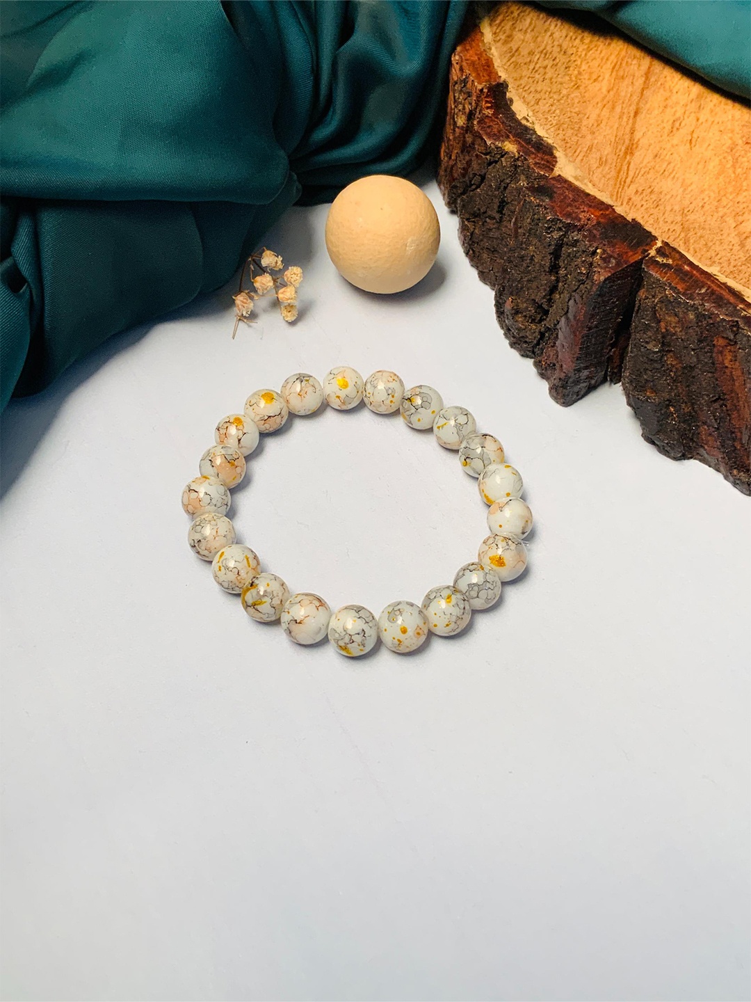 

ABDESIGNS Beaded Elastic Bracelet, Beige
