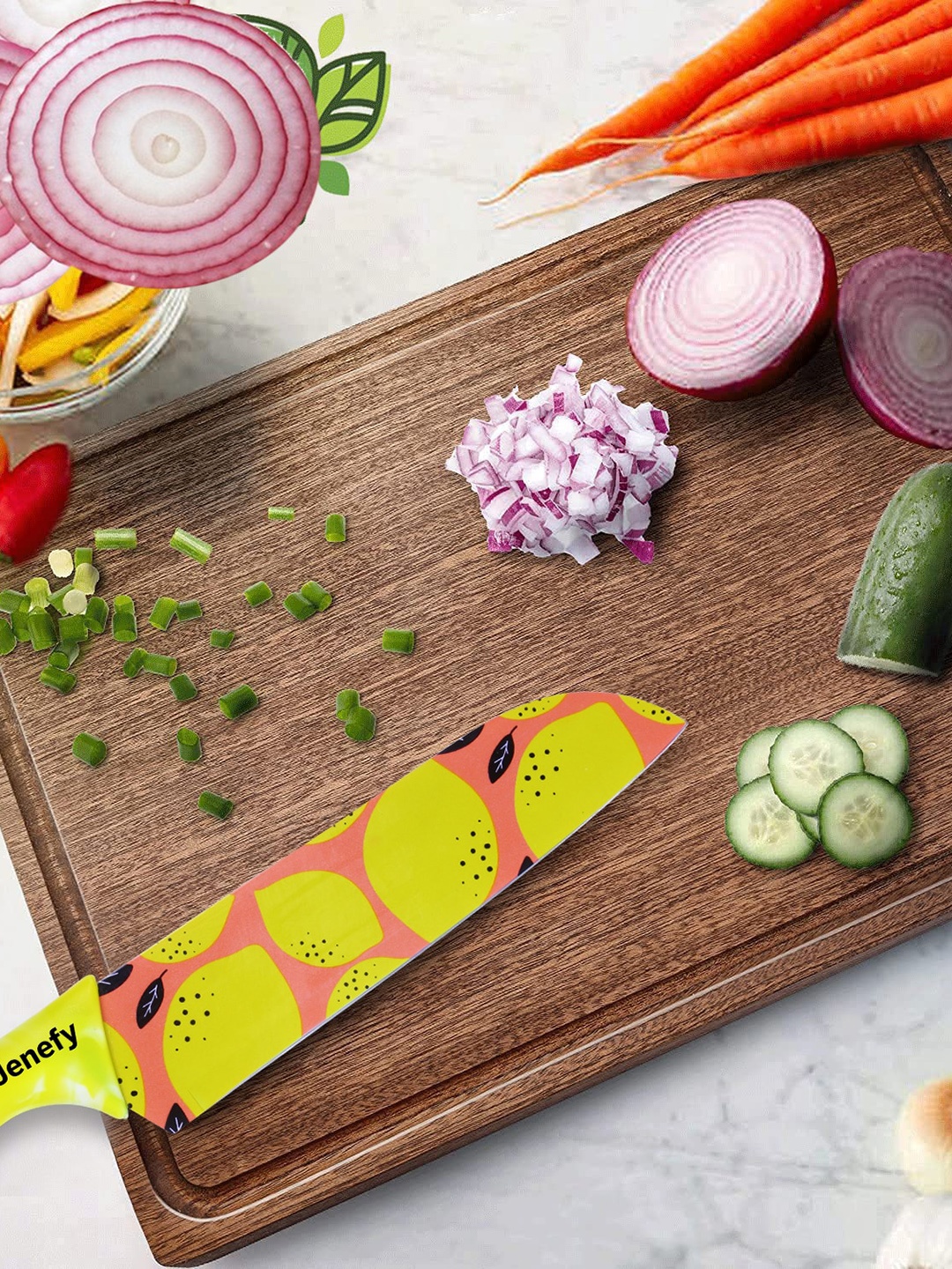 

Jenefy Yellow & Peach Colour Printed Utility Knife