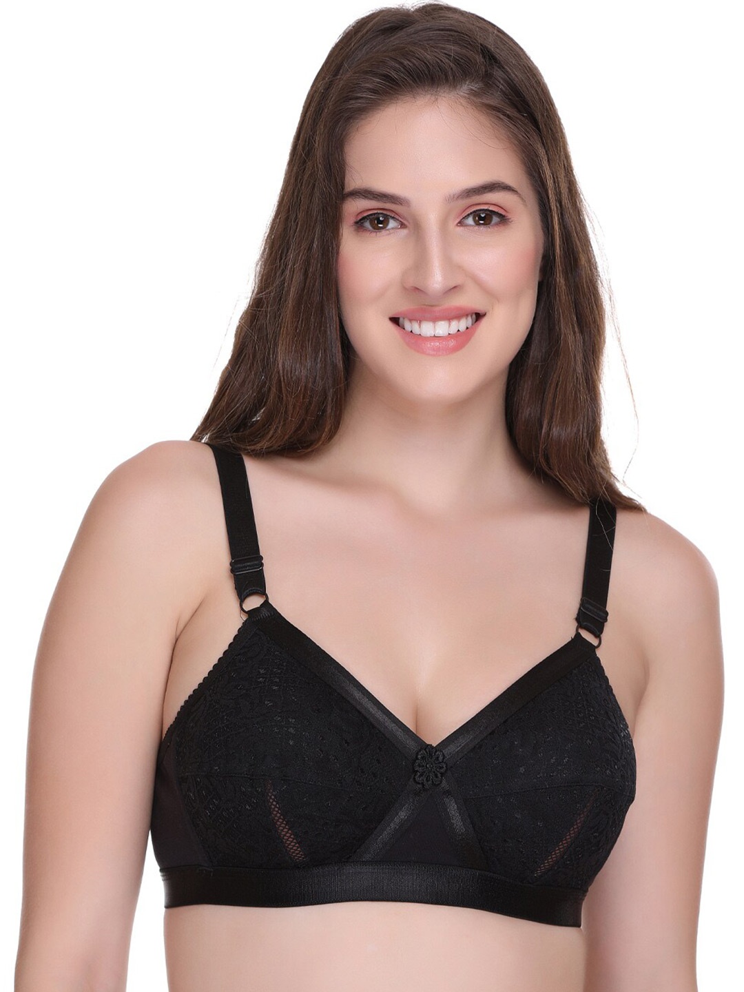 

SONA Full Coverage Non-Wired Non Padded Cotton Everyday Bra With All Day Comfort, Black