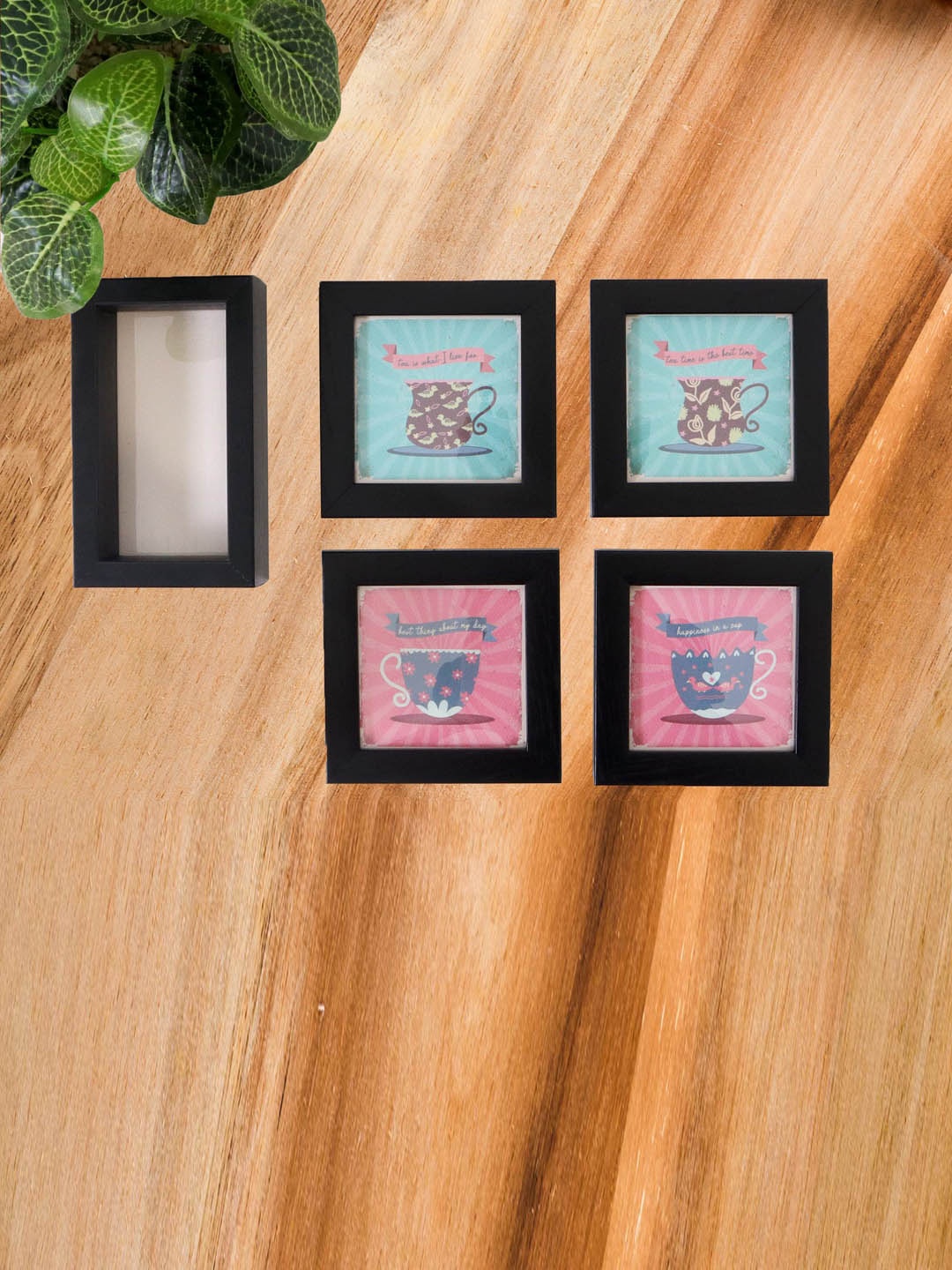 

Happening Hippo Black & Pink 4 Pieces Printed Wooden Sqaure Coasters