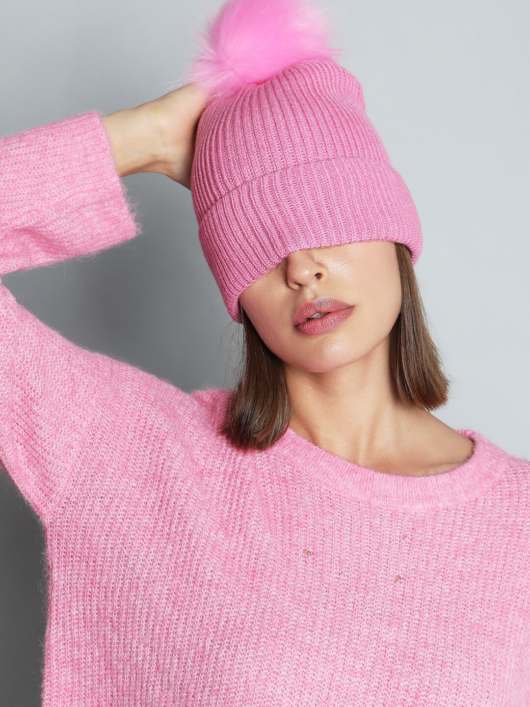 

Vero Moda Women Pompom Beanie, Pink