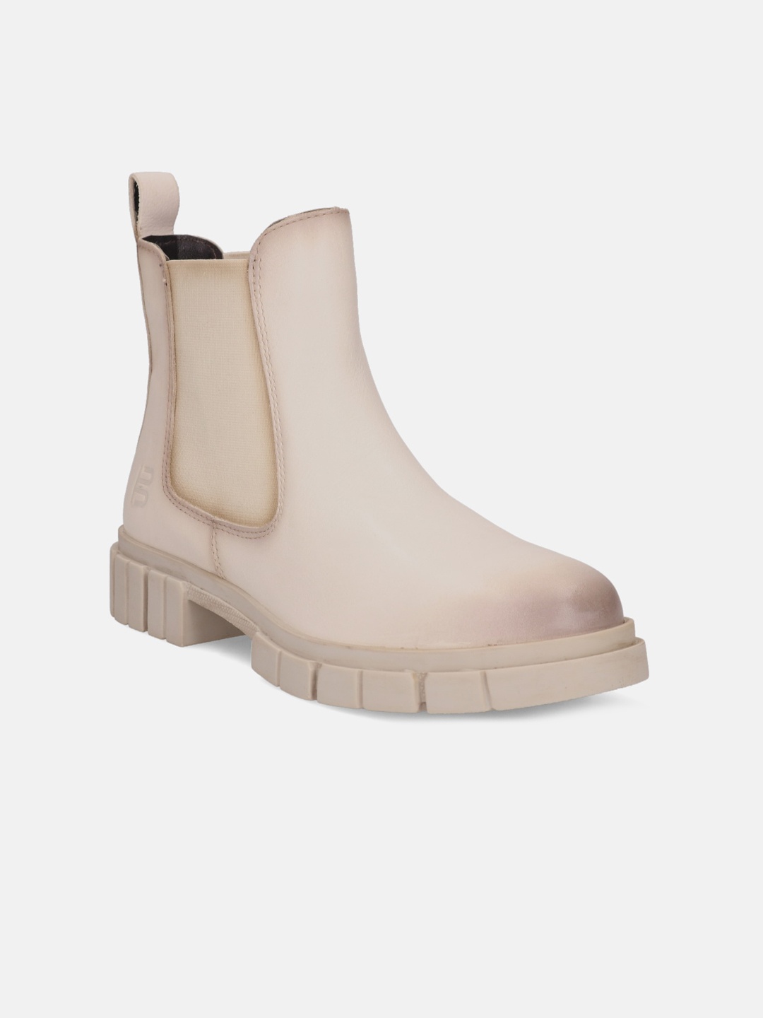 

BAGATT Women Fiona Heeled Leather Mid-Top Chelsea Boots, Off white