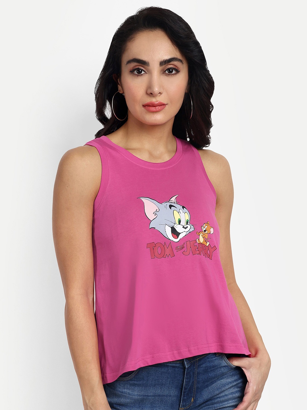 

VISO Tom & Jerry Printed Round Neck Top, Pink