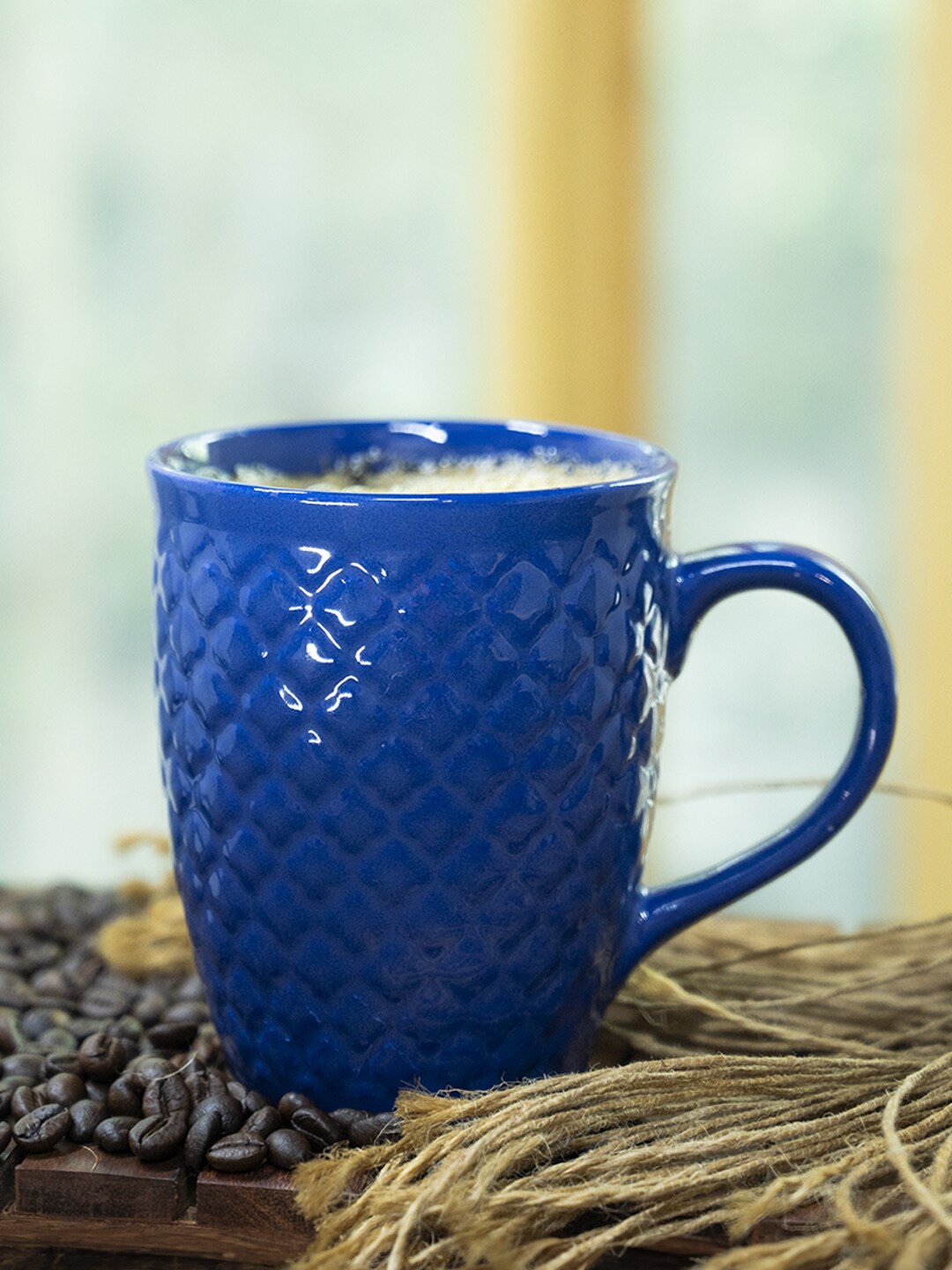 

MARKET99 Blue Textured Ceramic Matte Coffee Mug-320 ML