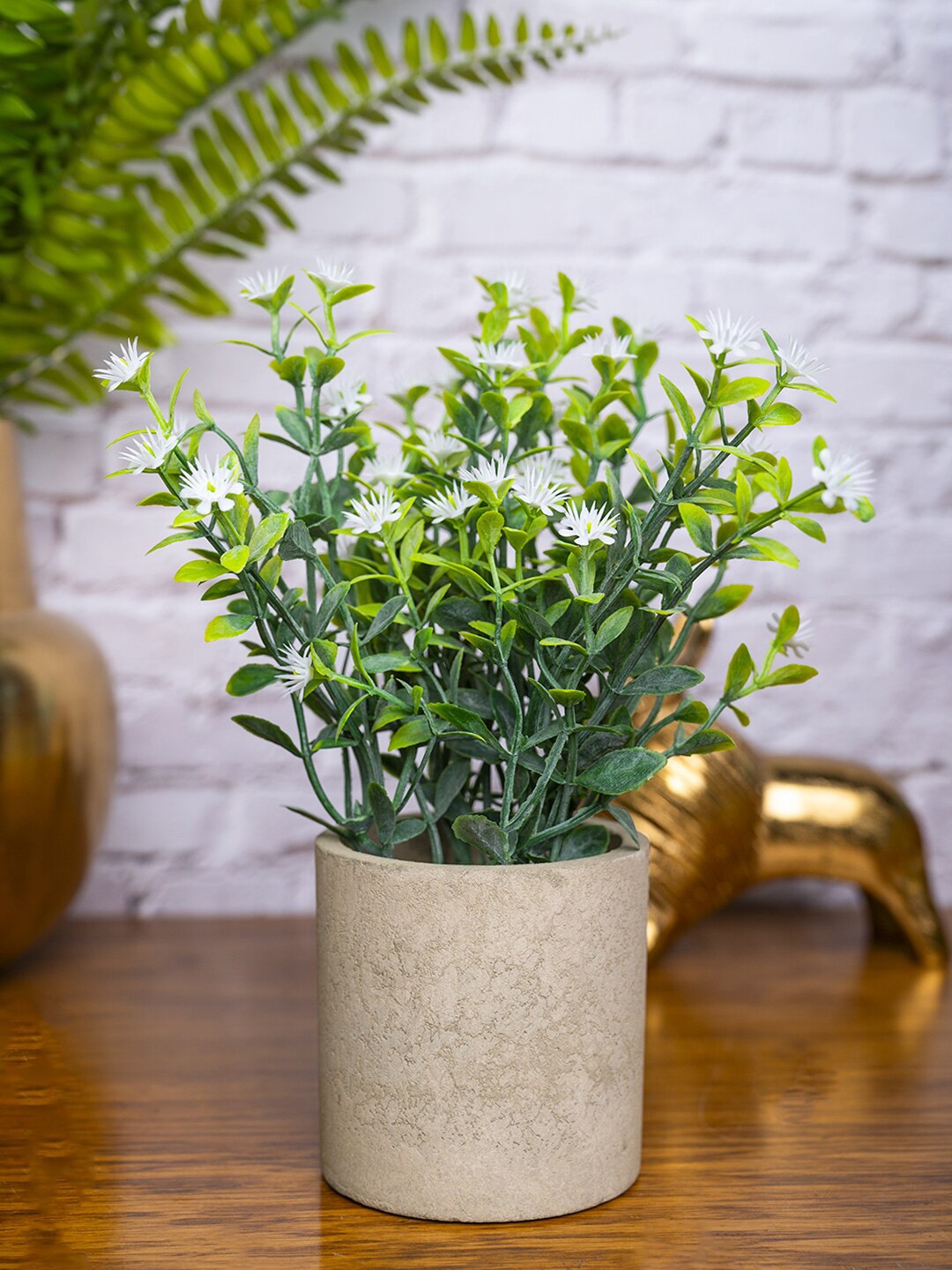 

MARKET99 Green & White Artificial Potted Plant With Pot