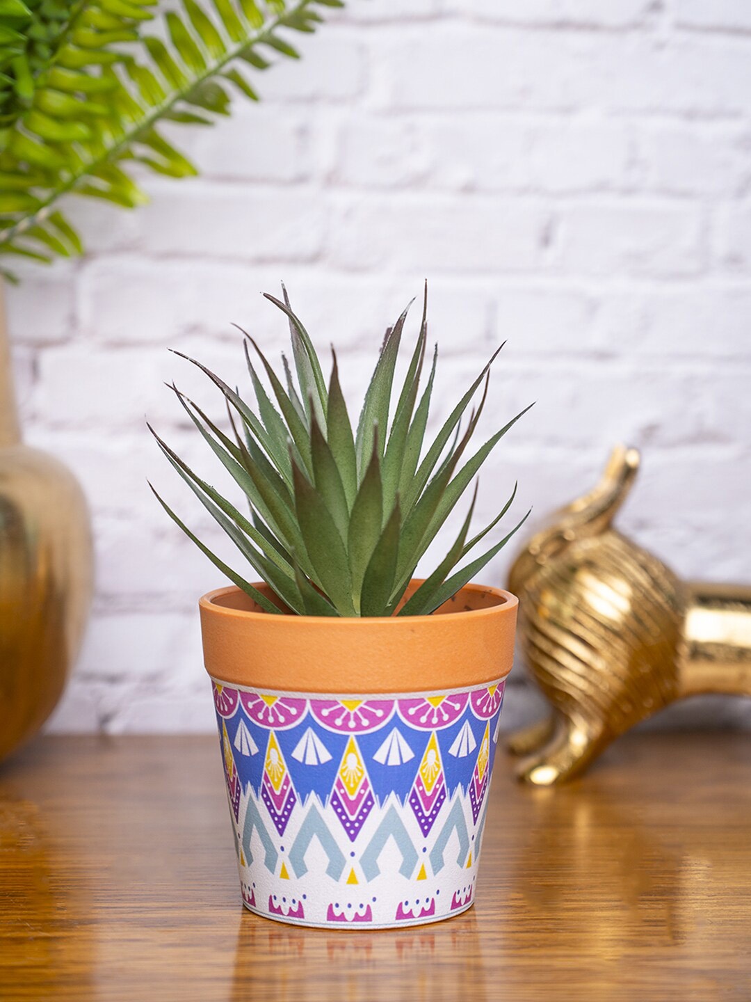 

MARKET99 Green & White Faux Peperomia Plant With Ceramic Pot