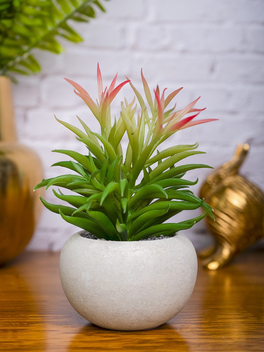 

MARKET99 Green Artificial Potted Plant, White