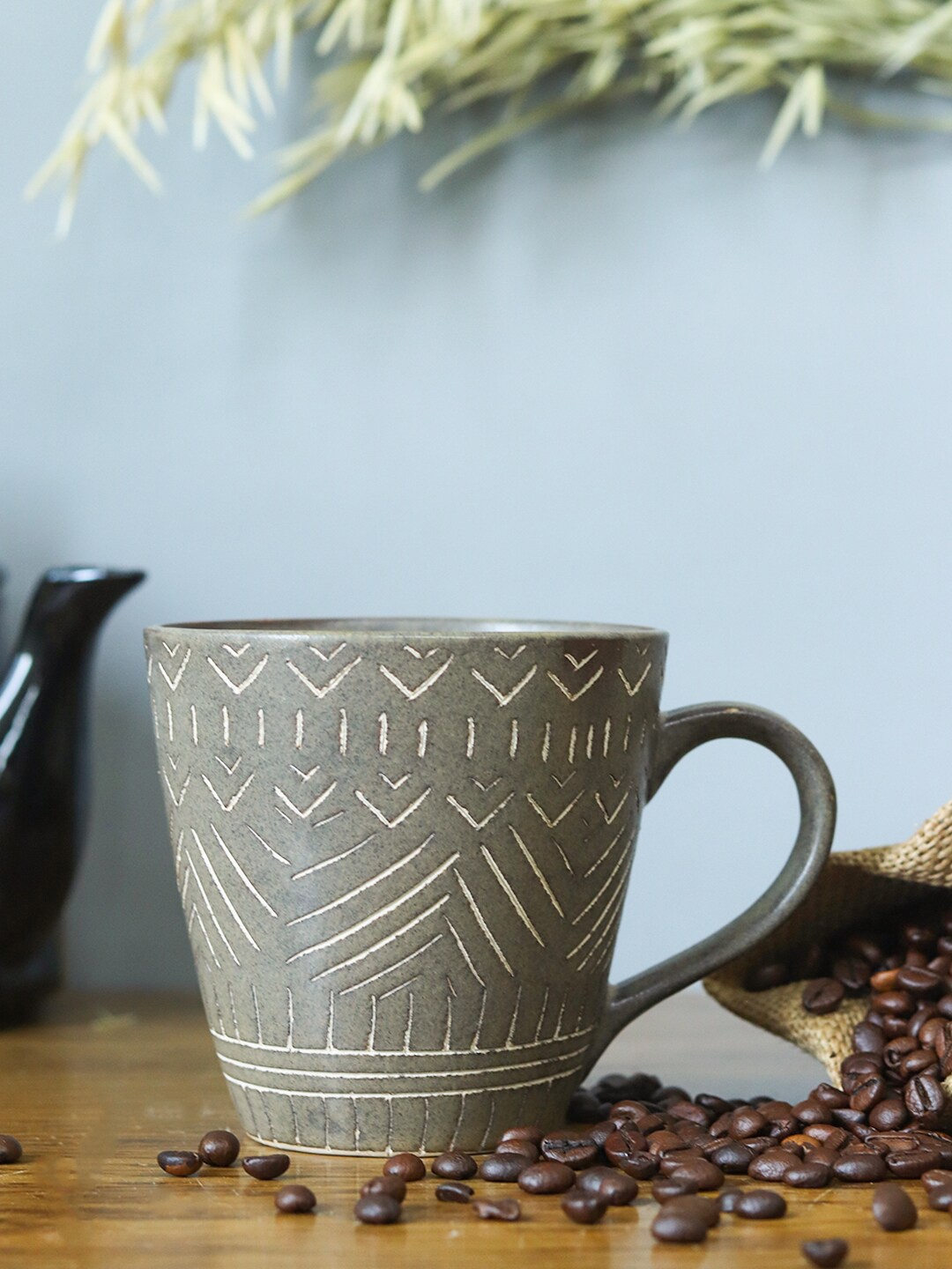 

MARKET99 Brown & White Textured Ceramic Matte Coffee Mug-320 ML