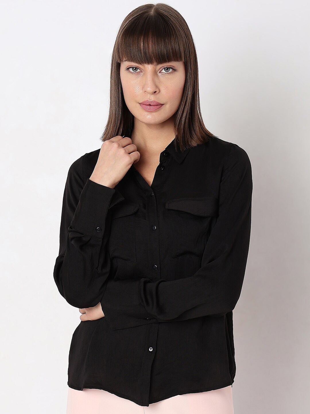 

Vero Moda Spread Collar Opaque Casual Shirt, Black