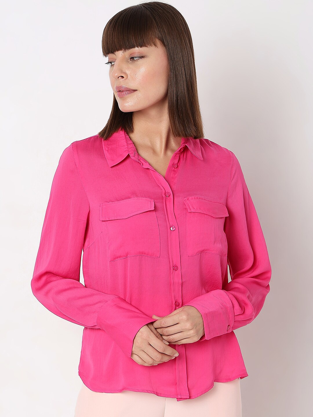 

Vero Moda Spread Collar Opaque Casual Shirt, Pink