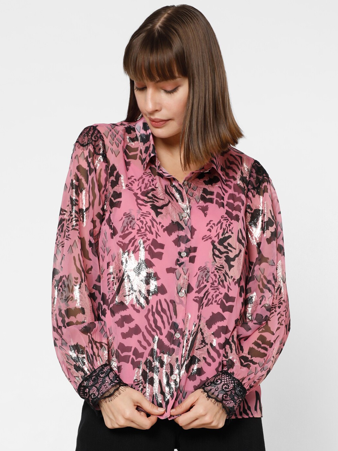 

Vero Moda Floral Opaque Printed Casual Shirt, Pink