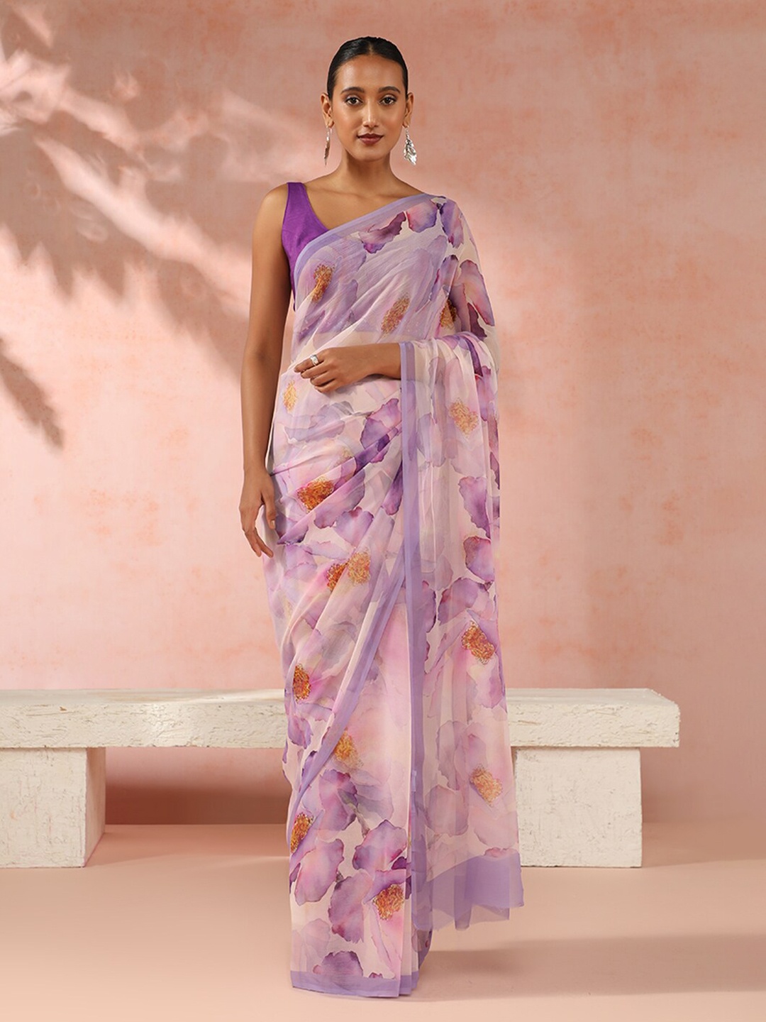 

Taneira Floral Printed Saree, Lavender