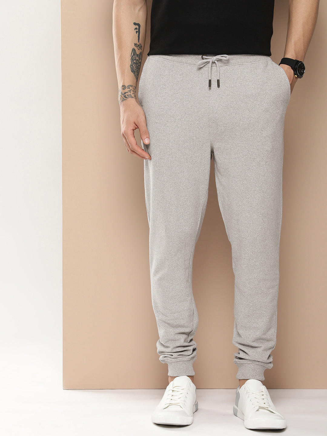

INVICTUS Men Mid Rise Solid Joggers Track Pants, Grey