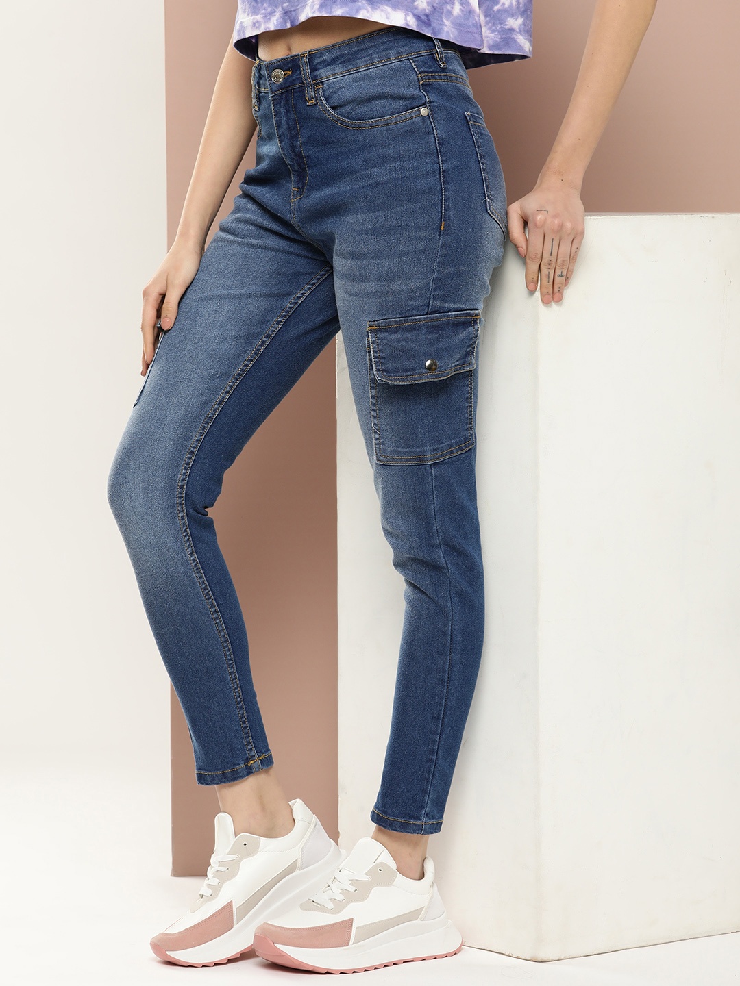 

Harvard Women Skinny Fit Heavy Fade Stretchable Jeans, Blue