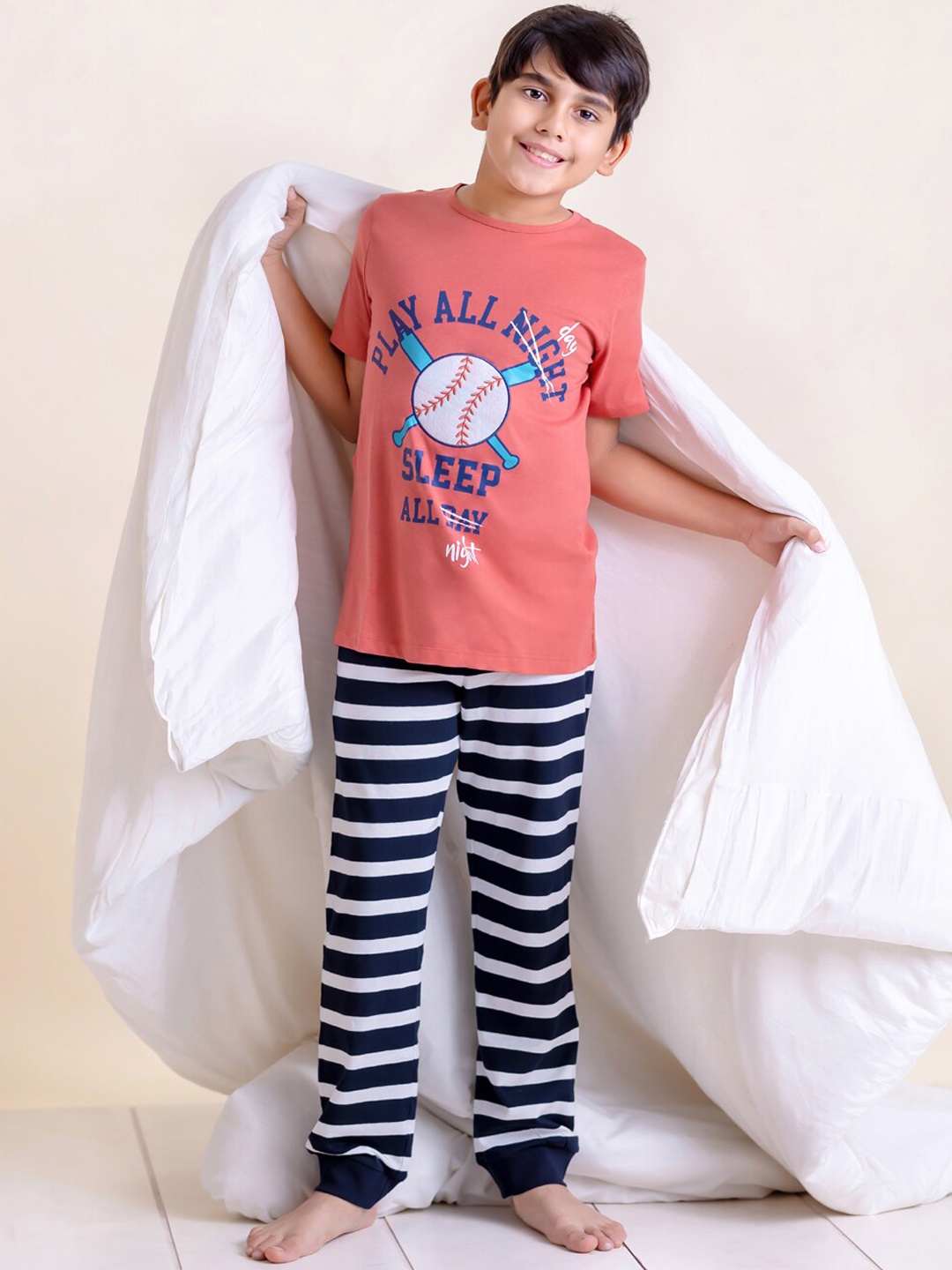 

LAdore Kids Graphic Printed Pure Cotton Night suit, Red