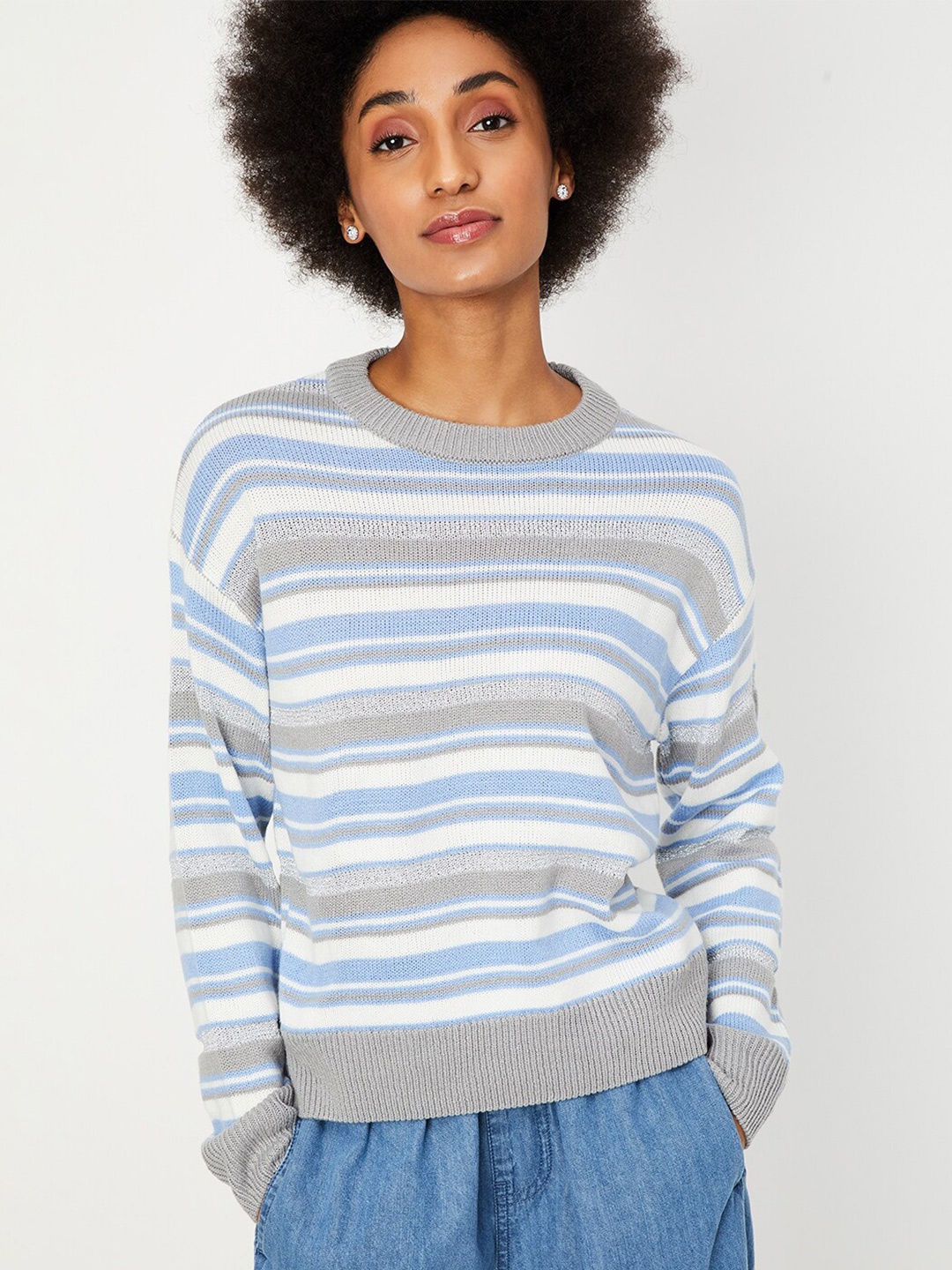 

max Striped Pullover Sweaters, Blue