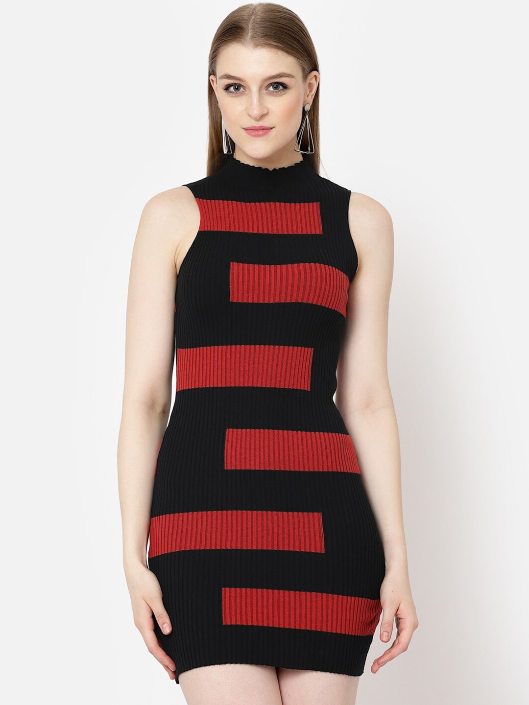 

Kalt Ribbed Cotton Bodycon Mini Dress, Black