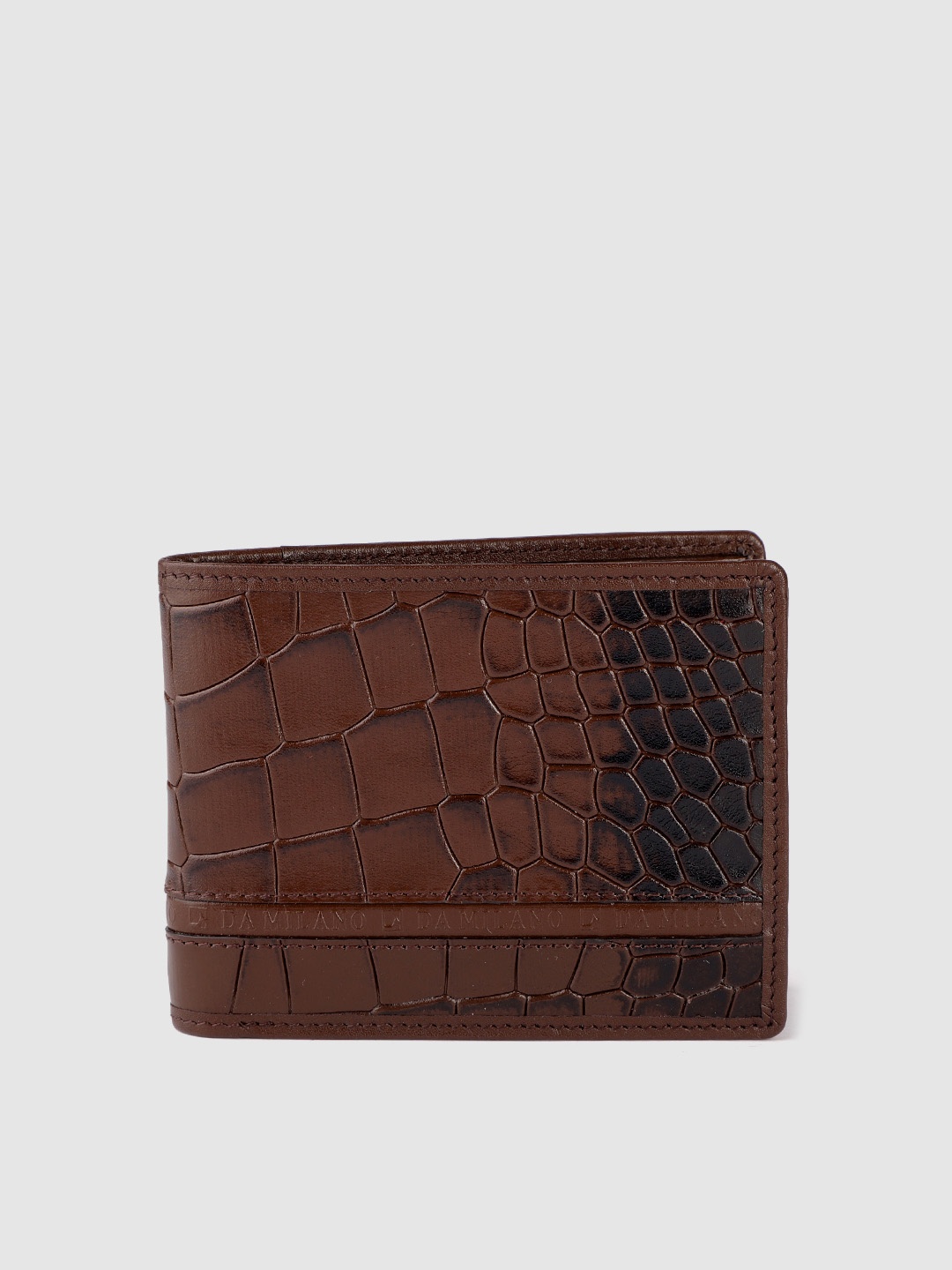 

Da Milano Men Croc-Textured Leather RFID Two Fold Wallet, Brown