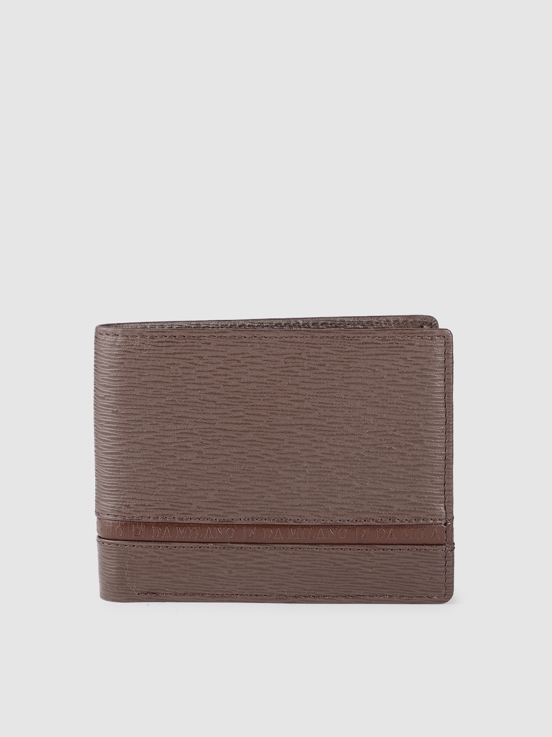 

Da Milano Men Textured Leather RFID Two Fold Wallet, Brown