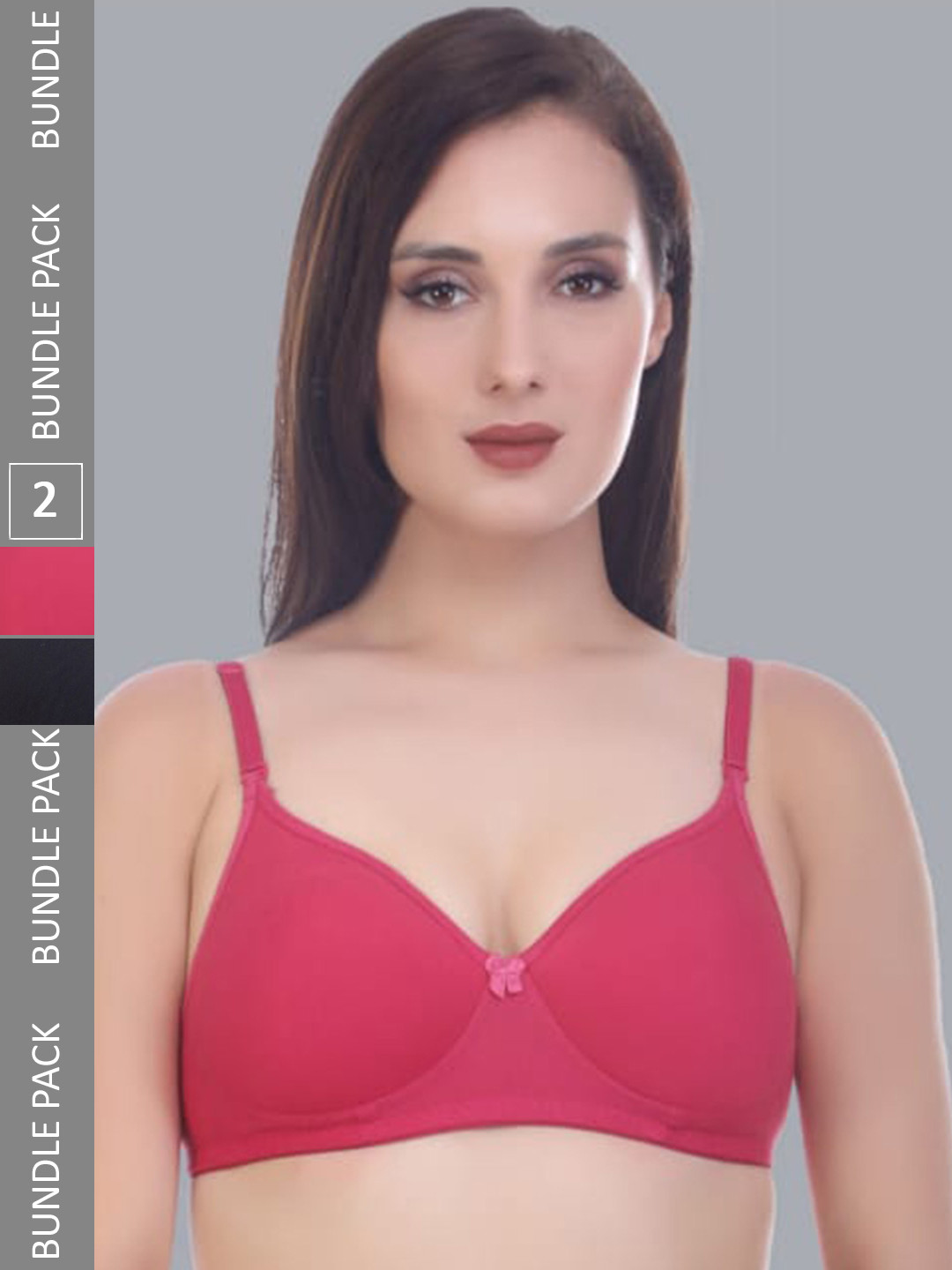 

Extoes Pack Of 2 Full Coverage Lightly Padded Cotton Push-Up Bra With All Day Comfort, Pink