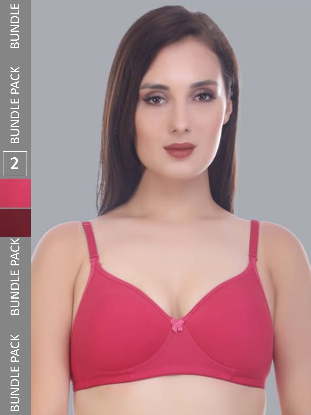 

Extoes Pack Of 2 Full Coverage Lightly Padded Cotton Push-Up Bra With All Day Comfort, Pink