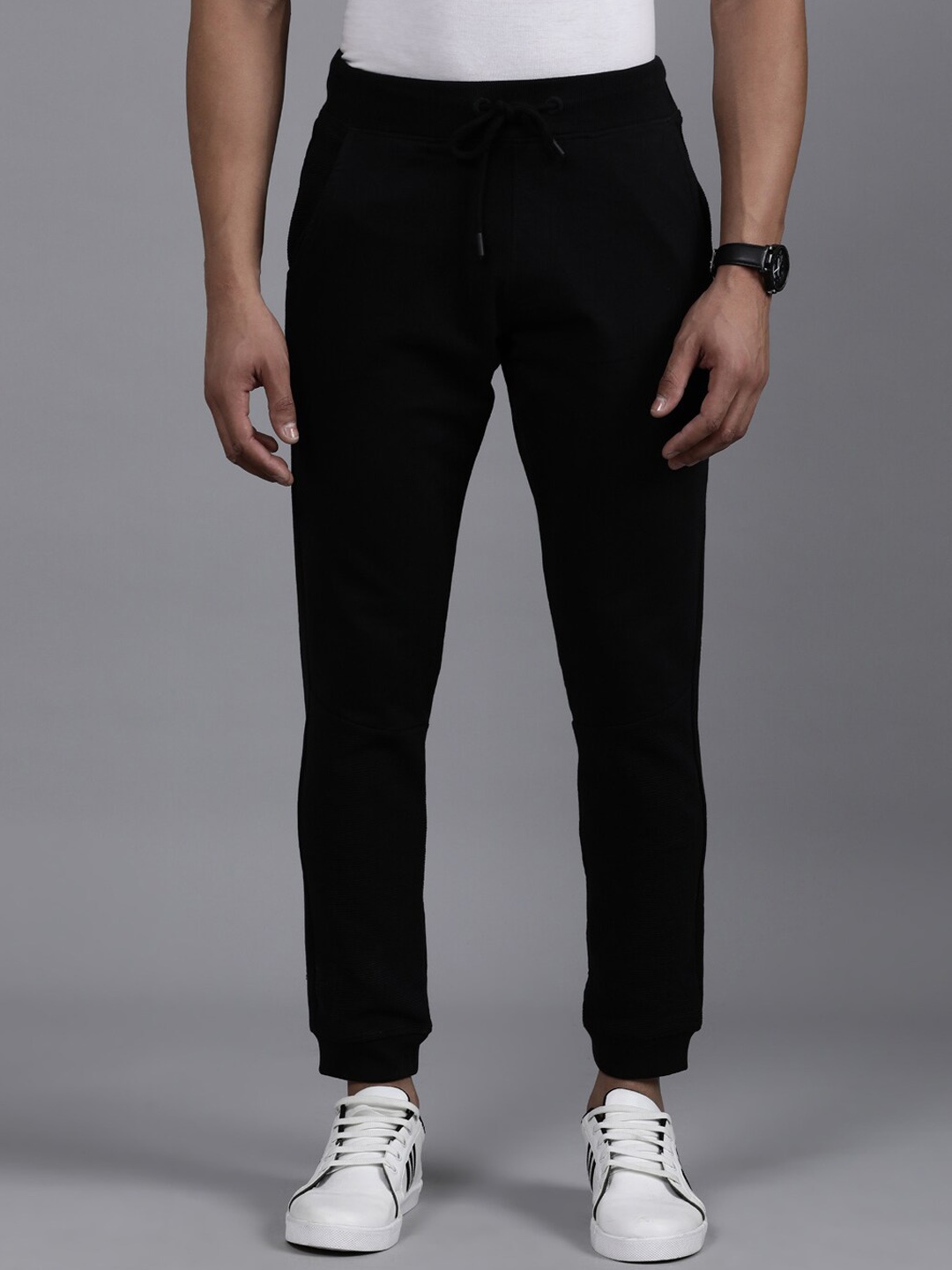 

WROGN Men Regular Fit Cotton Joggers, Black