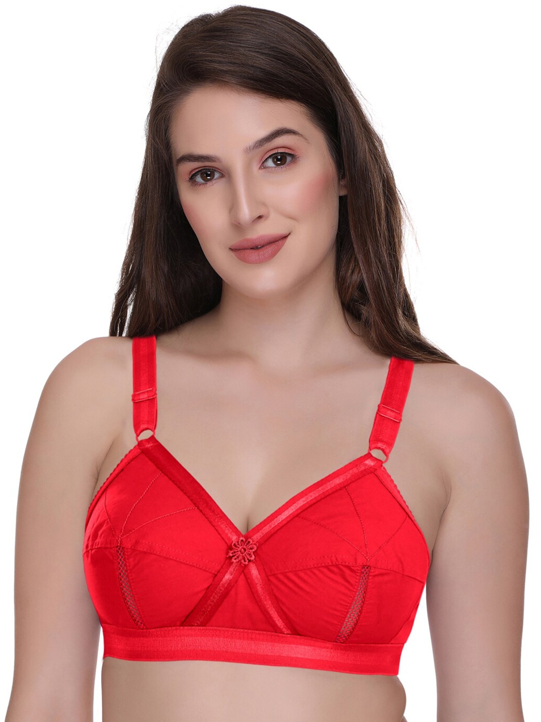 

SONA Full Coverage Non-Wired Non Padded Cotton Everyday Bra With All Day Comfort, Red