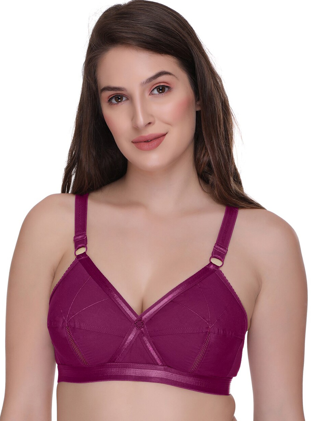 

SONA Full Coverage Non-Wired Non Padded Cotton Everyday Bra With All Day Comfort, Purple