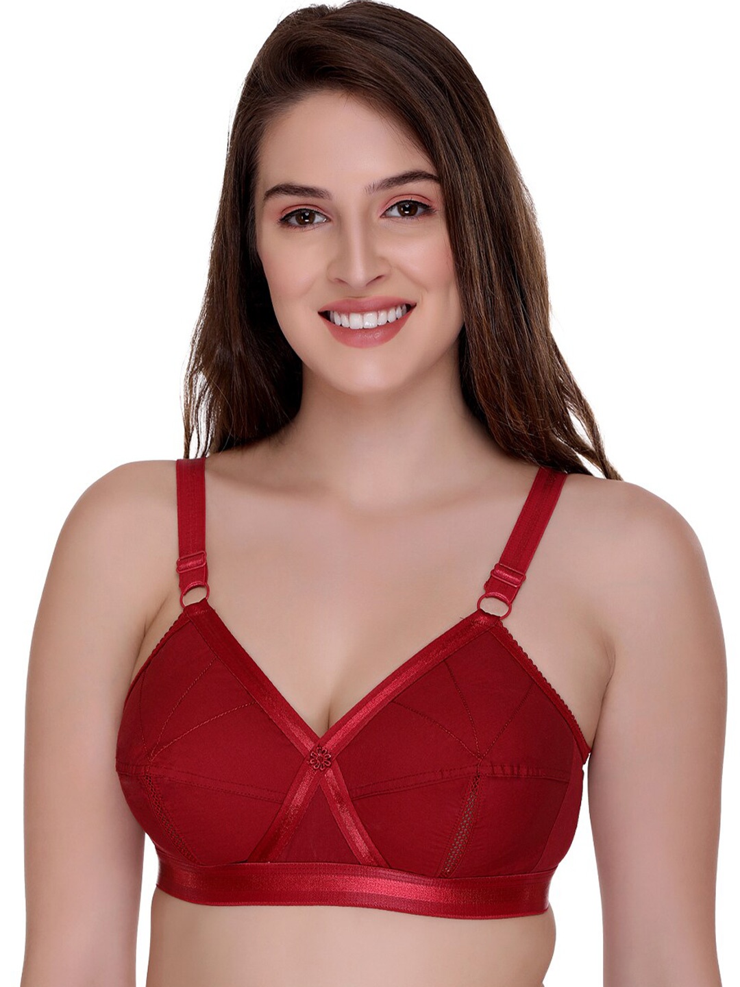 

SONA Full Coverage Non-Wired Non Padded Cotton Everyday Bra With All Day Comfort, Maroon