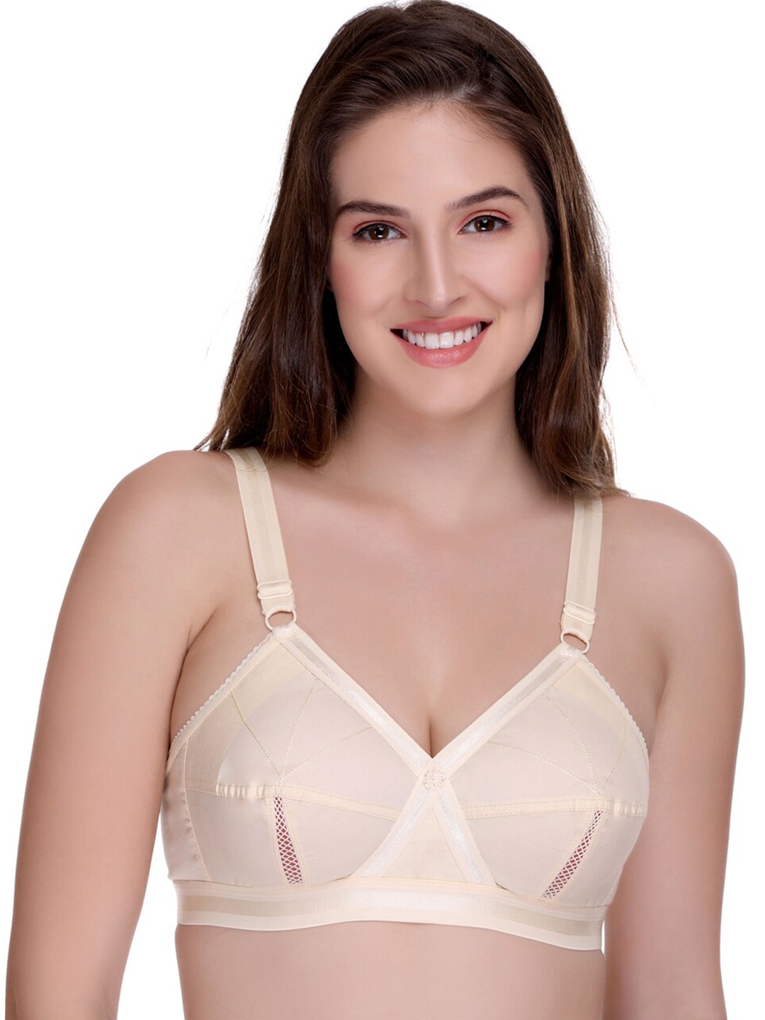 SONA Full Coverage Non-Wired Non Padded Cotton Everyday Bra With All Day Comfort, Beige