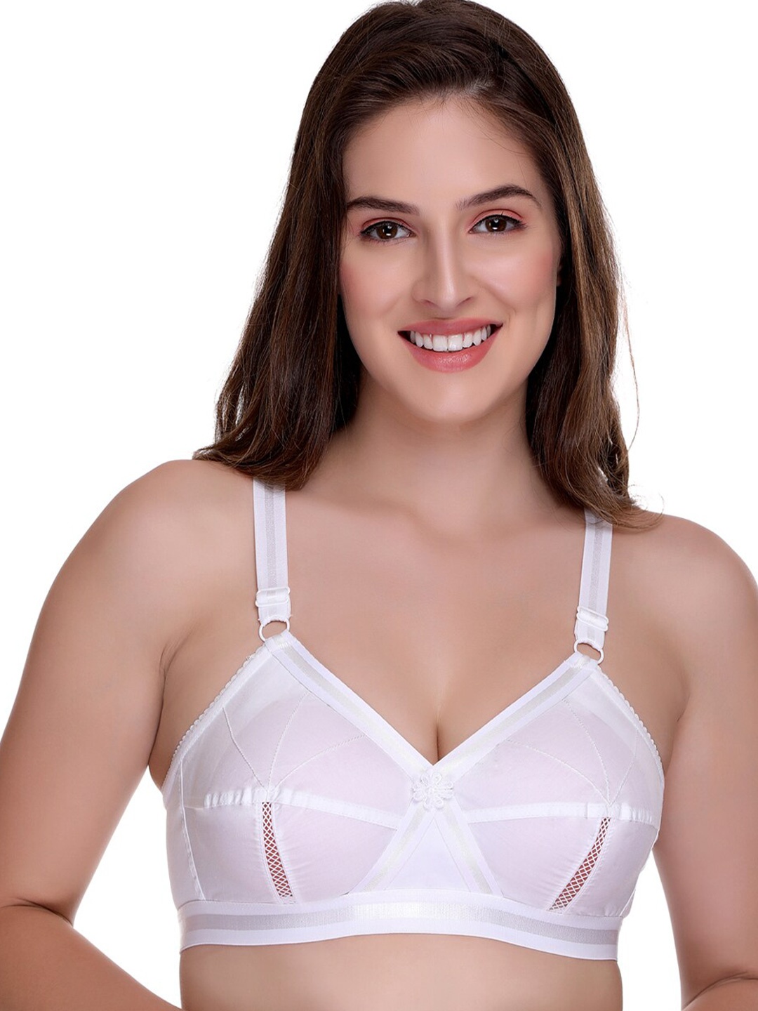 SONA Full Coverage Non-Wired Non Padded Cotton Everyday Bra With All Day Comfort, White