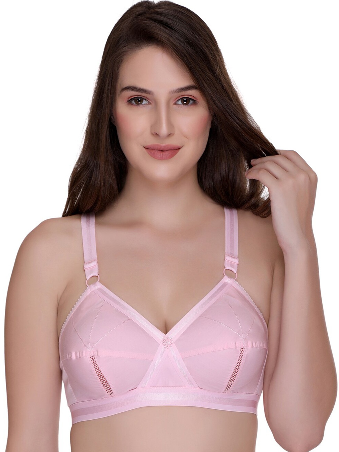 SONA Full Coverage Non-Wired Non Padded Cotton Everyday Bra With All Day Comfort, Pink