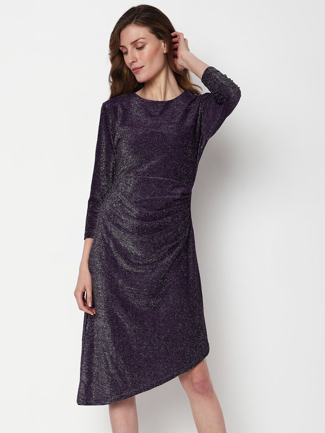 

Vero Moda Bling & Sparkly Round Neck A-Line Dress, Purple