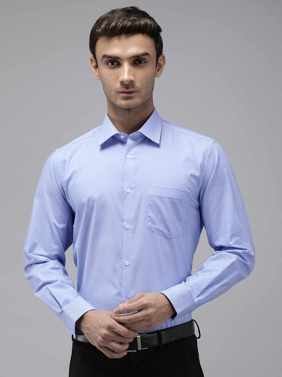 

Van Heusen Custom Fit Micro Checks Pure Cotton Formal Shirt, Blue