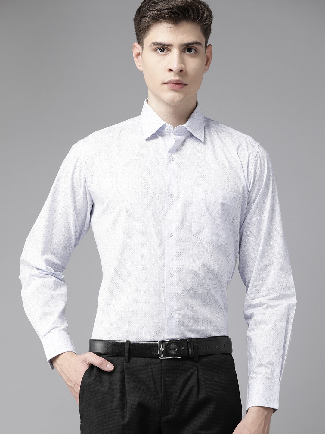 

Van Heusen Pure Cotton Custom Micro Printed Formal Shirt, Grey
