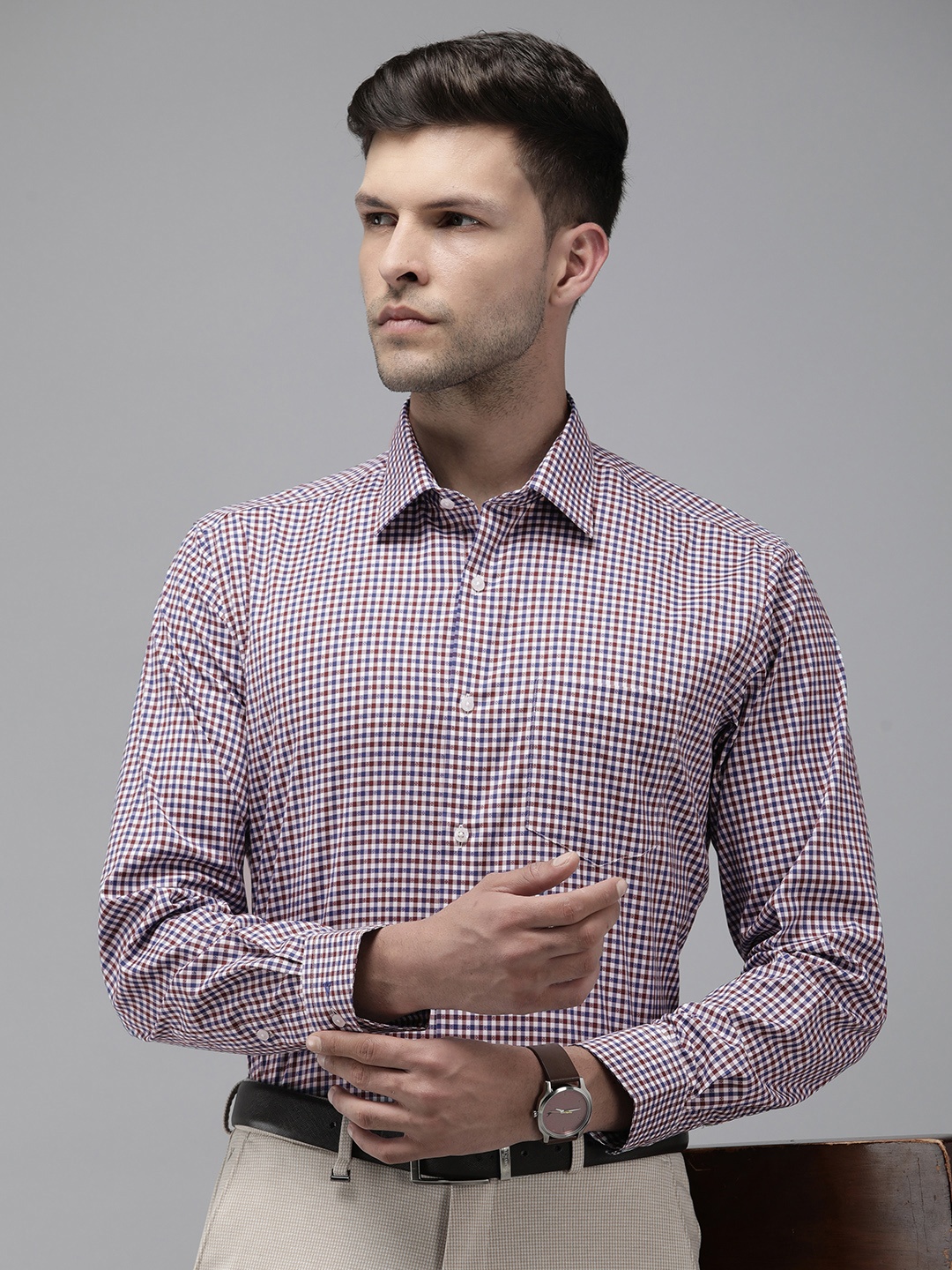 

Van Heusen Custom Fit Checked Formal Shirt, Brown