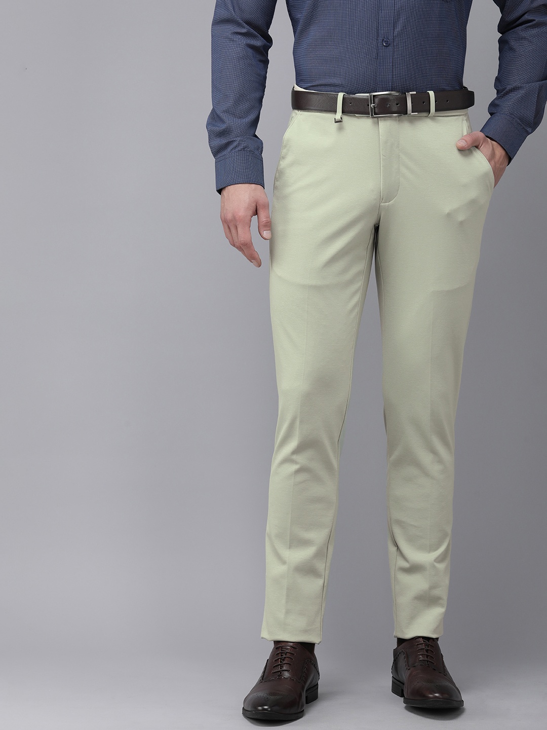 

Van Heusen Men Mid-Rise Ultra Slim Fit Trousers, Green