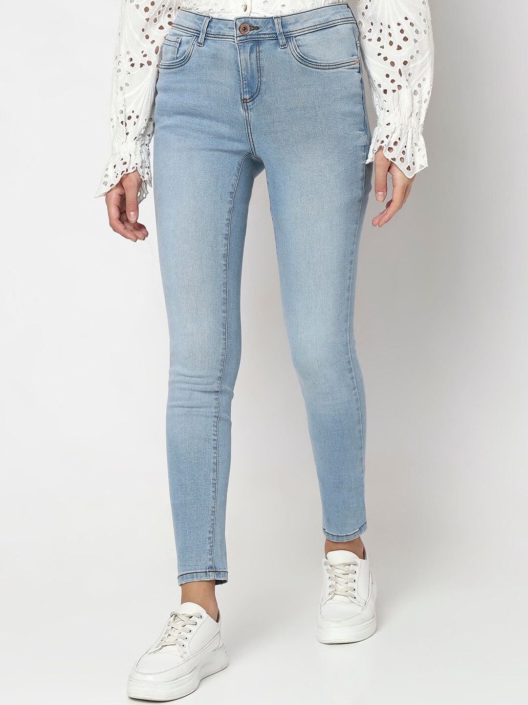 

Vero Moda Women Skinny Fit Clean Look Heavy Fade Stretchable Jeans, Blue