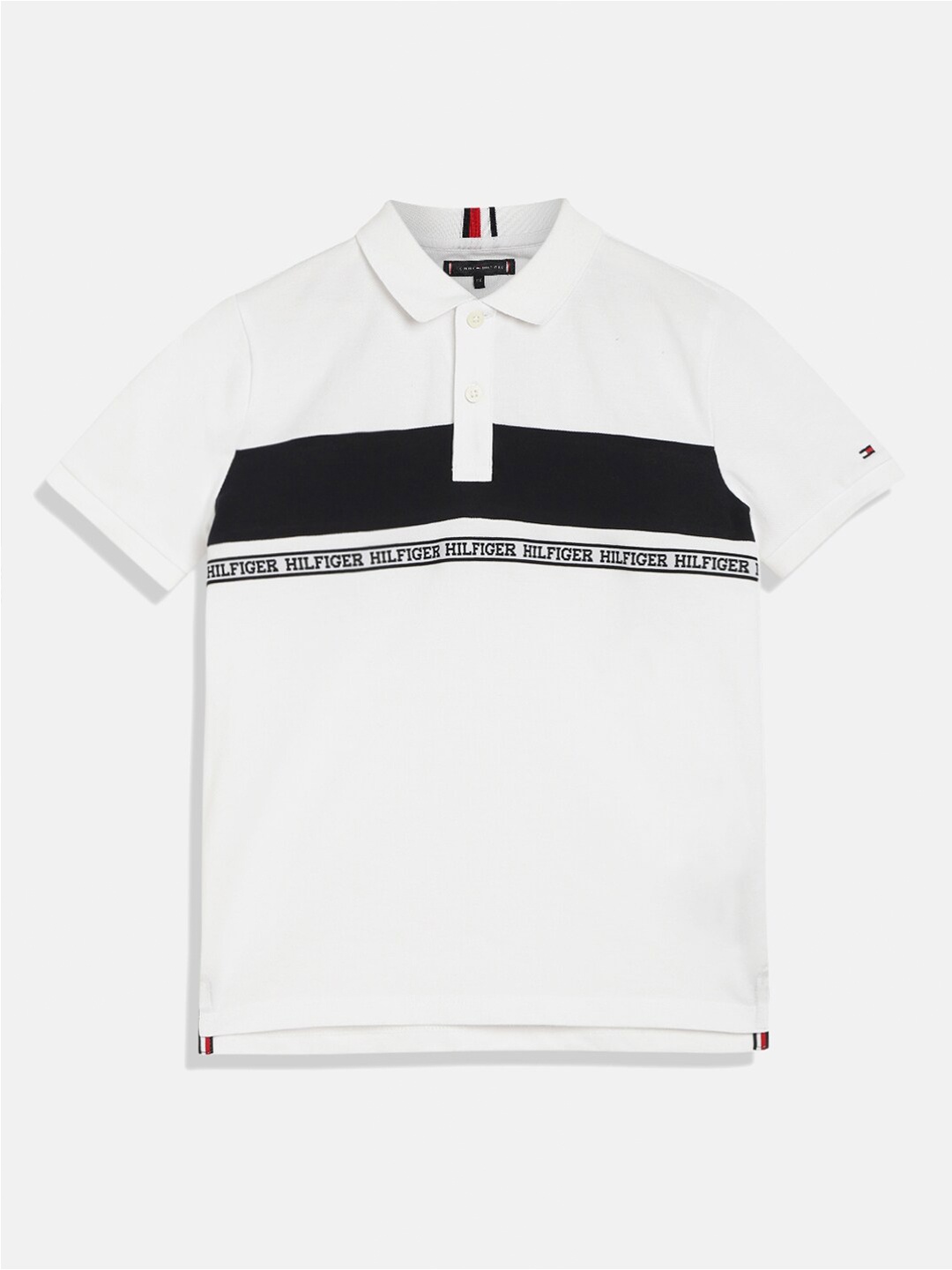 

Tommy Hilfiger Boys Polo Collar Pure Cotton T-Shirt, White