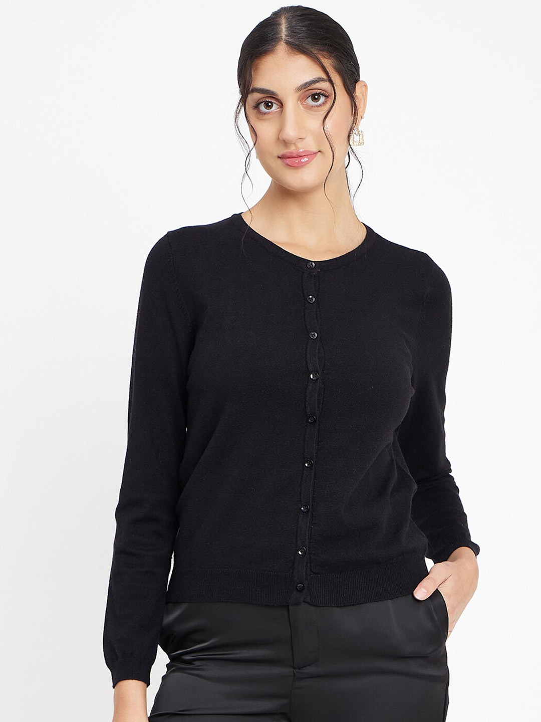 

Madame Acrylic Cardigan Sweater, Black