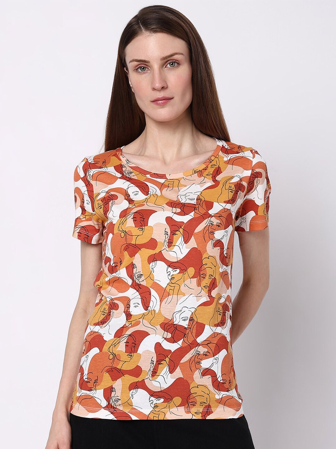 

Vero Moda Abstract Printed Cotton T-shirt, White