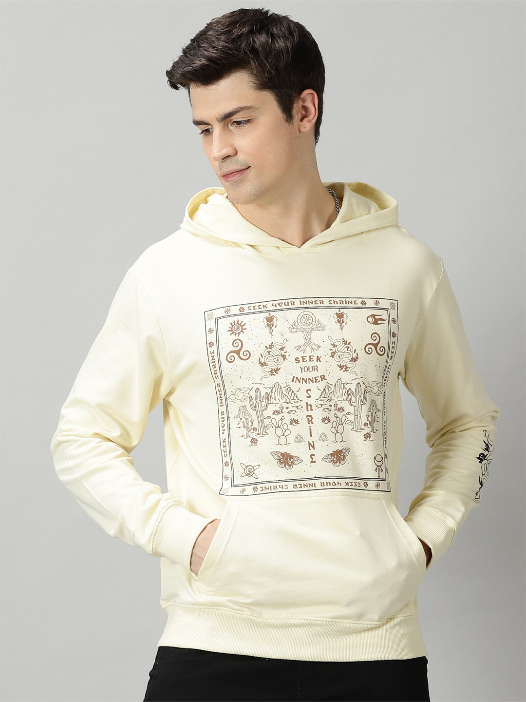 

THE HOLLANDER Printed Hooded Cotton Sweatshirt, Cream