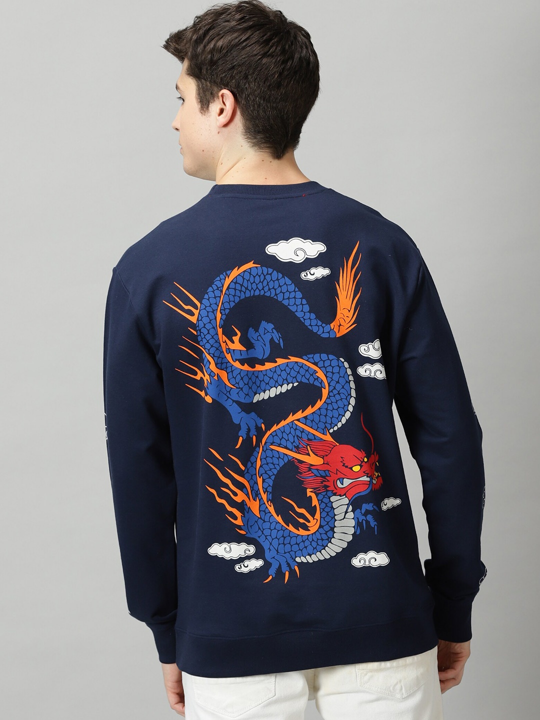 

THE HOLLANDER Graphic Printed Cotton Sweatshirt, Navy blue