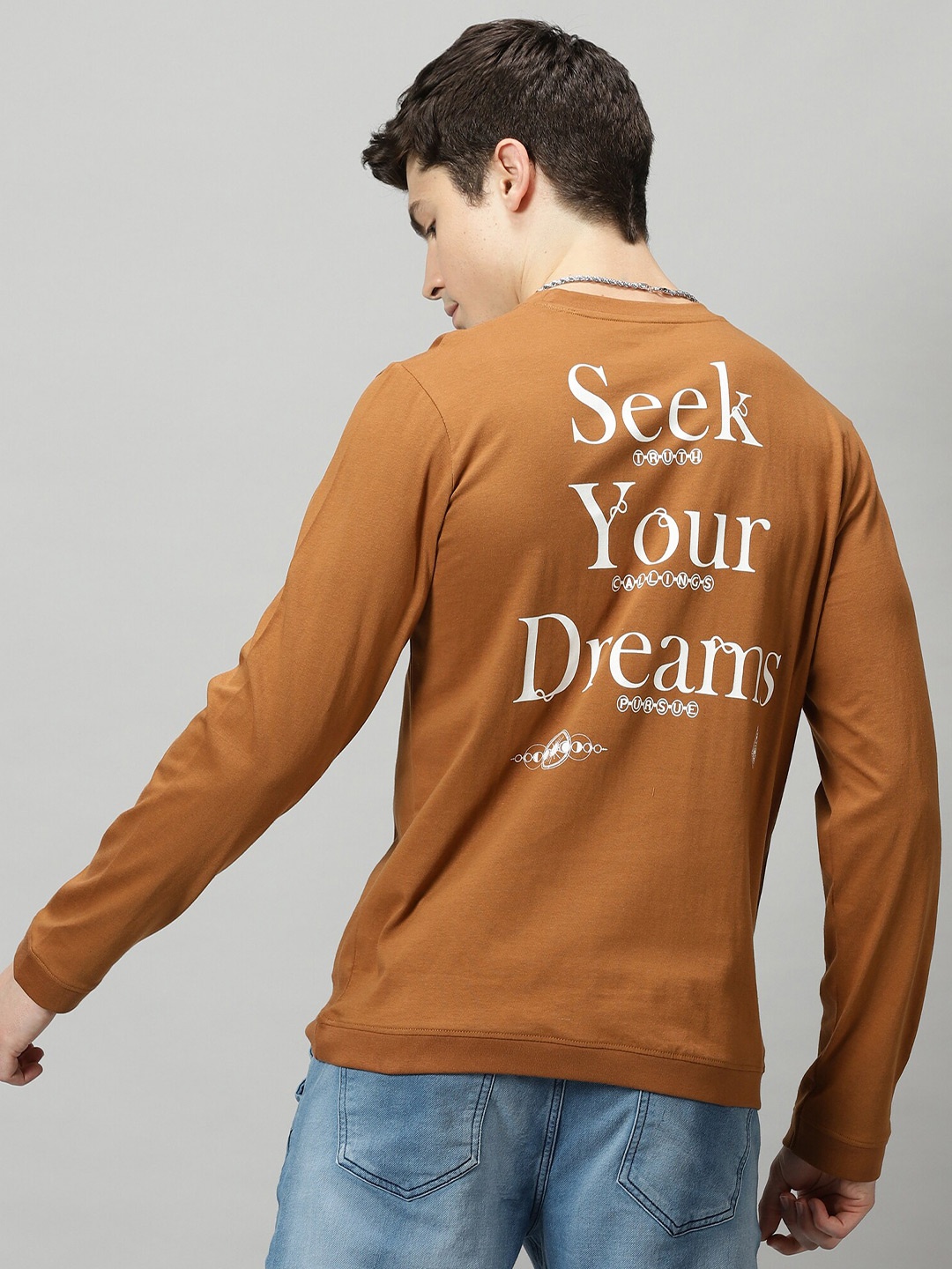 

THE HOLLANDER Typography Printed Cotton T-Shirt, Copper