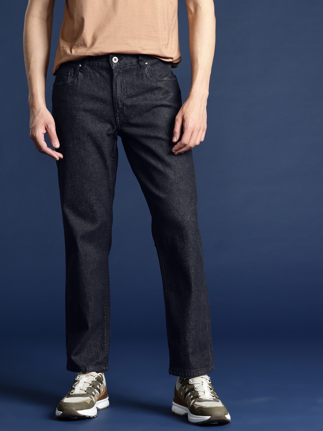 

Mast & Harbour Men Relaxed Fit Stretchable Jeans, Black