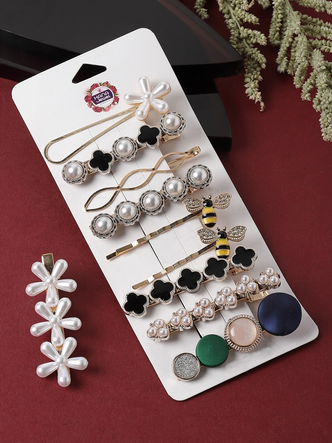 

VOGUE PANASH Set Of 10 Gold-Plated Embellished Claw Clips
