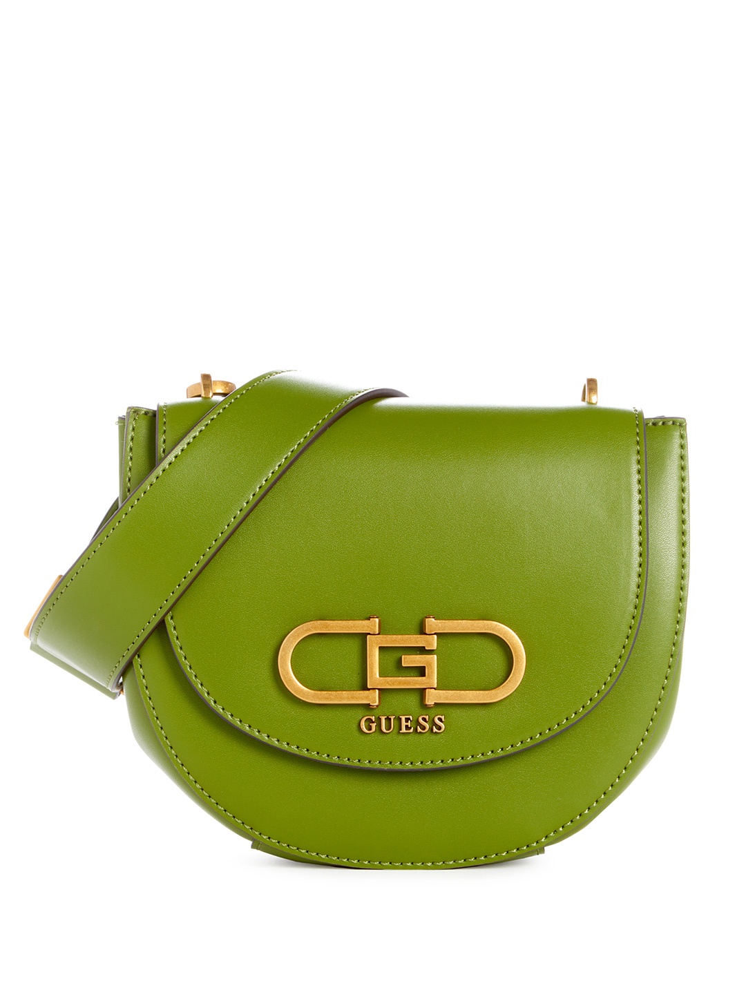 

GUESS Brand Logo Detail Half Moon Sling Bag, Green